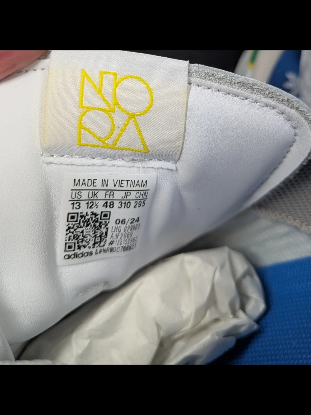 adidas Men’s White Nora with Green & Yellow Stripes